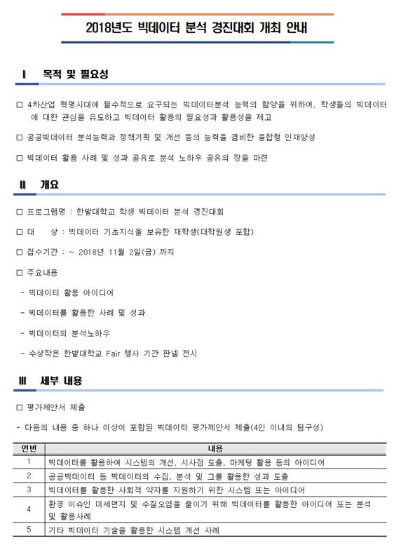 2018년도 빅데이터 분석 경진대회 개최 안내