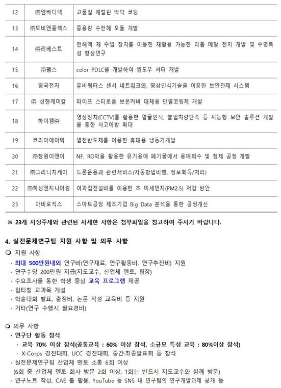 2019 한밭대학교 실전문제연구팀 모집 공고